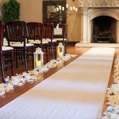 Indoor Ceremony - White Petals with Purple Orchids