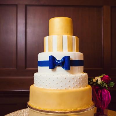 Yellow and Blue Wedding Cake