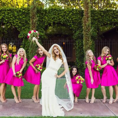 Hot Pink Bridesmaids Gowns